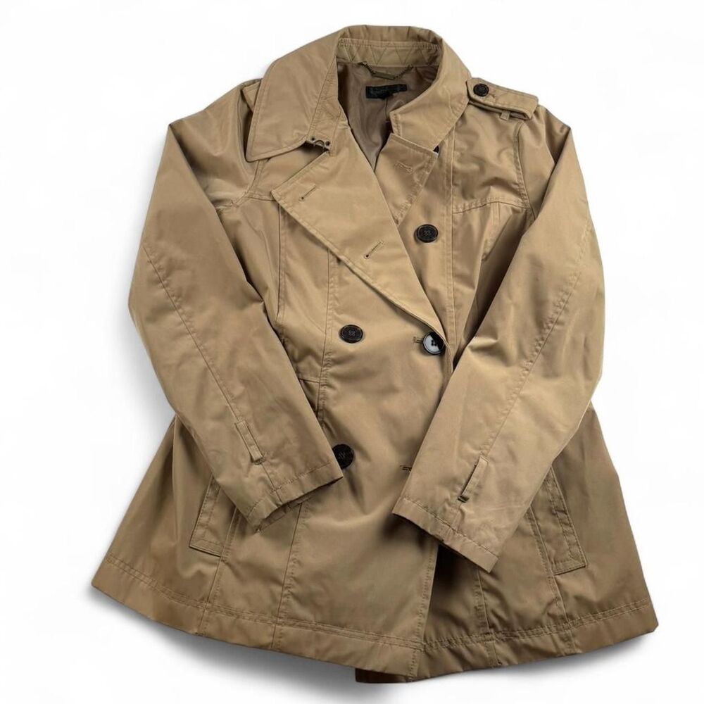 Worthington Trench Coat Women’s Large Tan Double Breasted Belted Classic Jacket